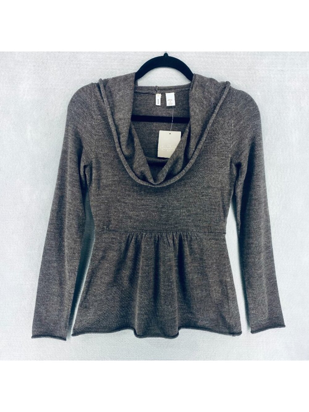 Moth Anthropologie Sweater Womens XS Brown Wool Pullover Hood NWT